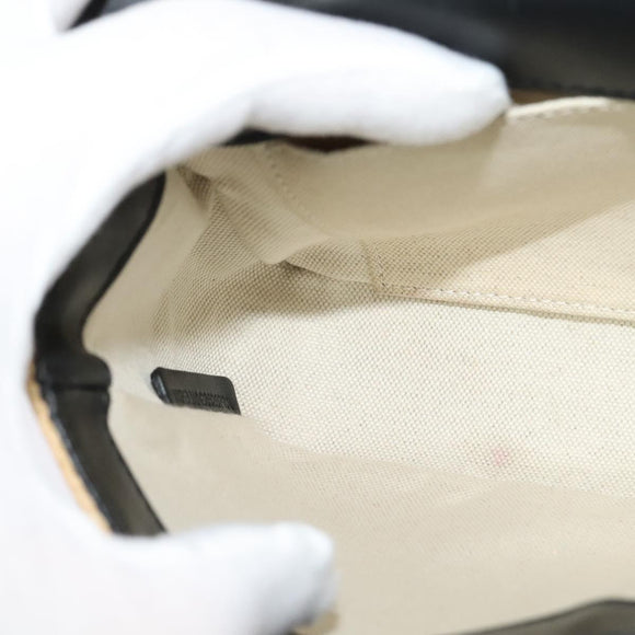 BURBERRY Horse Ferry Chain Shoulder Bag Raffia Beige Gold Auth bs26785