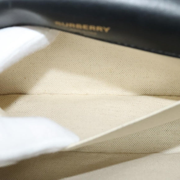 BURBERRY Horse Ferry Chain Shoulder Bag Raffia Beige Gold Auth bs26785