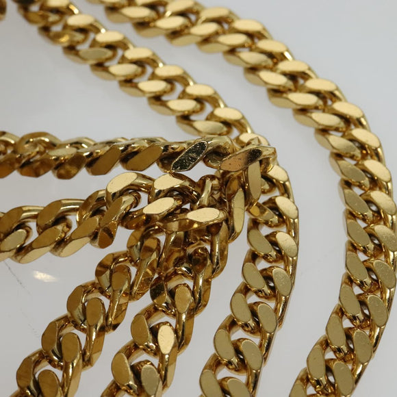 BURBERRY Horse Ferry Chain Shoulder Bag Raffia Beige Gold Auth bs26785