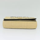 BURBERRY Horse Ferry Chain Shoulder Bag Raffia Beige Gold Auth bs26785-5