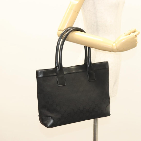 GUCCI GG Canvas Hand Bag Black Gold 002 1119 Auth bs26789