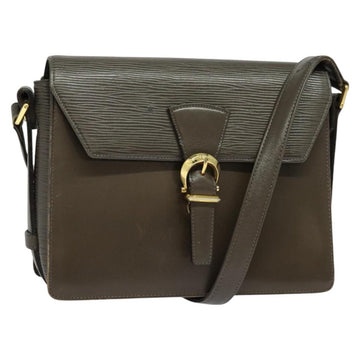 VALENTINO Shoulder Bag Leather Brown Gold Auth bs26800