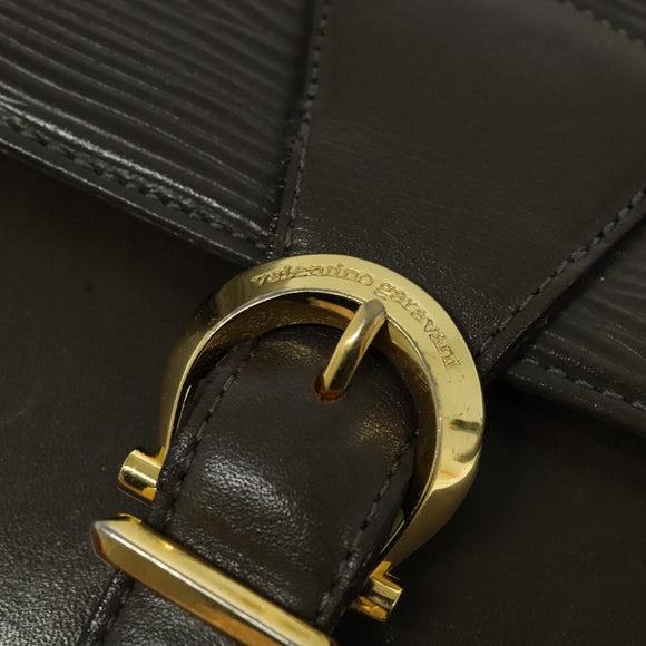 VALENTINO Shoulder Bag Leather Brown Gold Auth bs26800