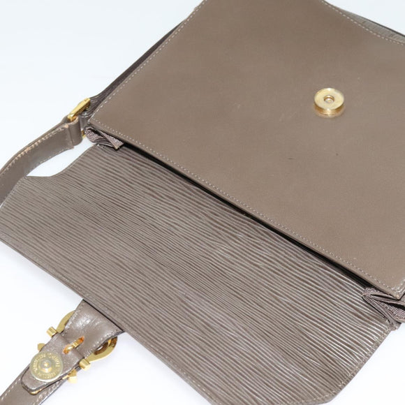 VALENTINO Shoulder Bag Leather Brown Gold Auth bs26800