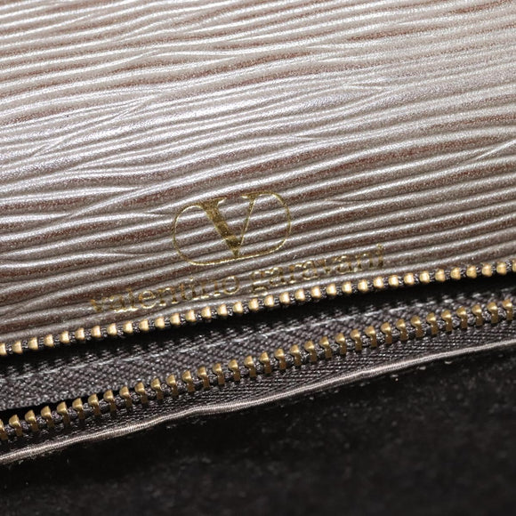 VALENTINO Shoulder Bag Leather Brown Gold Auth bs26800