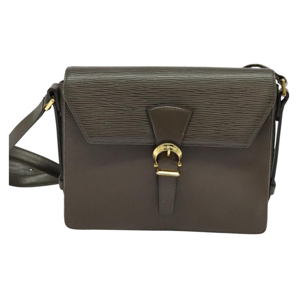 VALENTINO Shoulder Bag Leather Brown Gold Auth bs26800