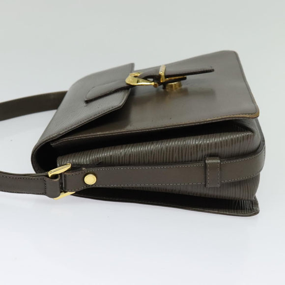 VALENTINO Shoulder Bag Leather Brown Gold Auth bs26800