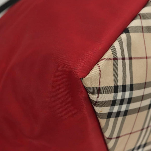 BURBERRY Nova Check Blue Label Tote Bag Nylon Red Auth bs26810