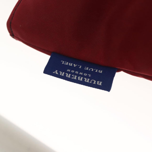 BURBERRY Nova Check Blue Label Tote Bag Nylon Red Auth bs26810
