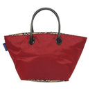 BURBERRY Nova Check Blue Label Tote Bag Nylon Red Auth bs26810-13
