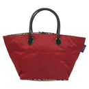 BURBERRY Nova Check Blue Label Tote Bag Nylon Red Auth bs26810-2