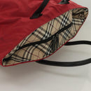 BURBERRY Nova Check Blue Label Tote Bag Nylon Red Auth bs26810-6