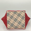 BURBERRY Nova Check Blue Label Tote Bag Nylon Red Auth bs26810-5