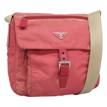 PRADA Shoulder Bag Nylon Pink Silver Auth bs26811