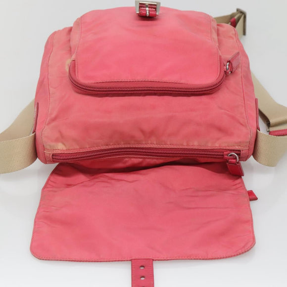 PRADA Shoulder Bag Nylon Pink Silver Auth bs26811