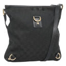 GUCCI GG Canvas Abbey Shoulder Bag Black Gold 131326 Auth bs26839-1