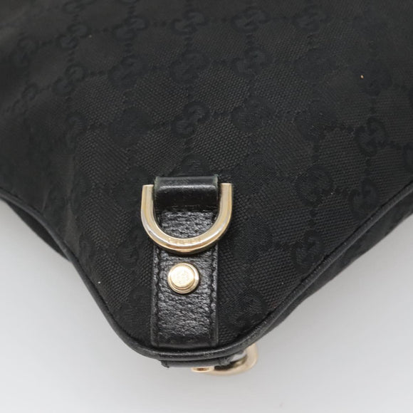 GUCCI GG Canvas Abbey Shoulder Bag Black Gold 131326 Auth bs26839