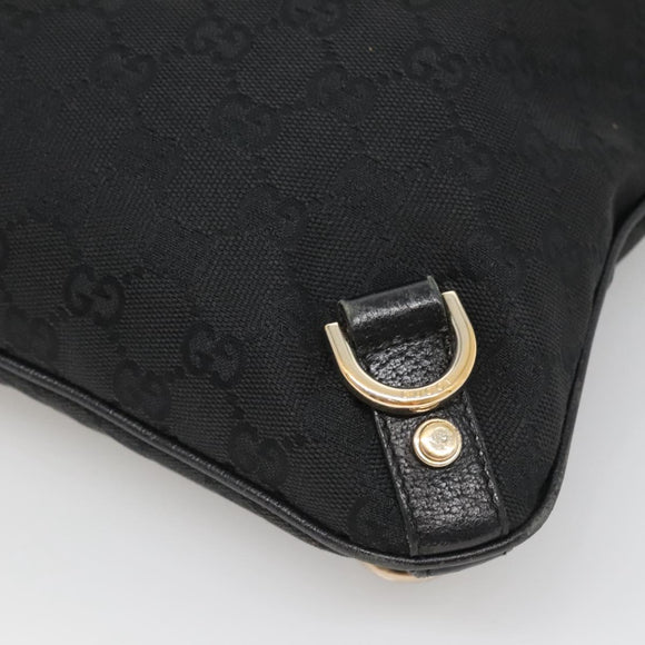 GUCCI GG Canvas Abbey Shoulder Bag Black Gold 131326 Auth bs26839