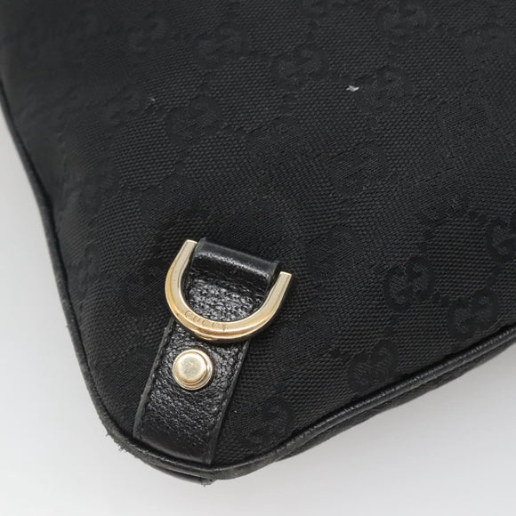GUCCI GG Canvas Abbey Shoulder Bag Black Gold 131326 Auth bs26839