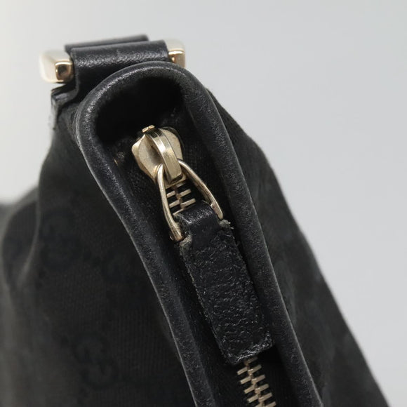GUCCI GG Canvas Abbey Shoulder Bag Black Gold 131326 Auth bs26839