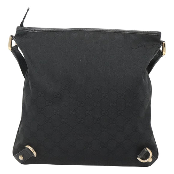 GUCCI GG Canvas Abbey Shoulder Bag Black Gold 131326 Auth bs26839