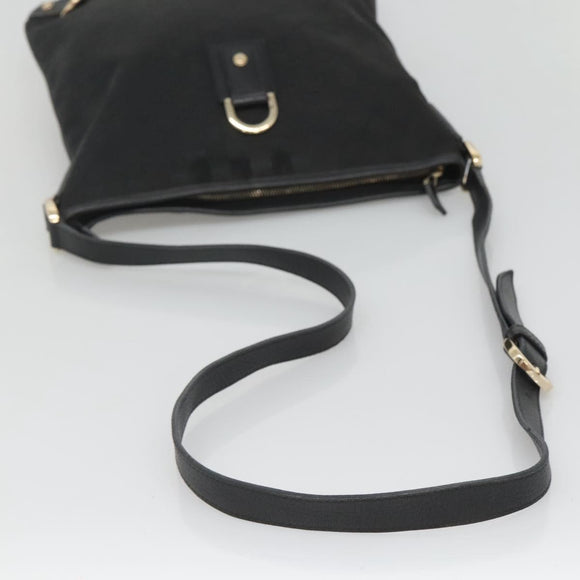 GUCCI GG Canvas Abbey Shoulder Bag Black Gold 131326 Auth bs26839