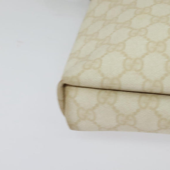 GUCCI GG Supreme Shoulder Bag PVC White Gold 223666 Auth bs26841