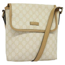 GUCCI GG Supreme Shoulder Bag PVC White Gold 223666 Auth bs26841-1