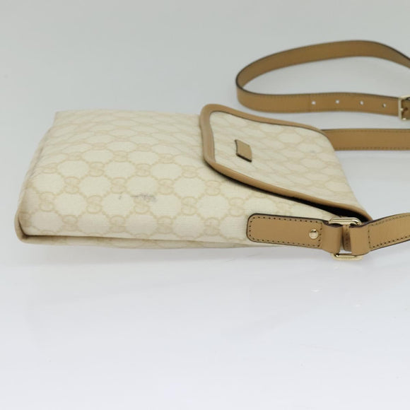 GUCCI GG Supreme Shoulder Bag PVC White Gold 223666 Auth bs26841