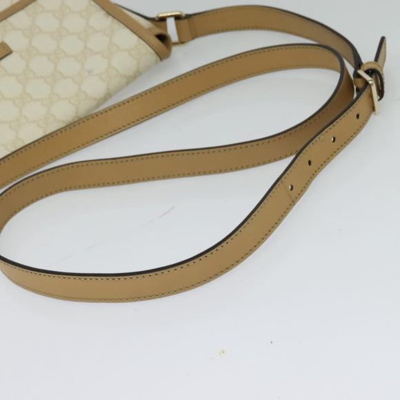 GUCCI GG Supreme Shoulder Bag PVC White Gold 223666 Auth bs26841