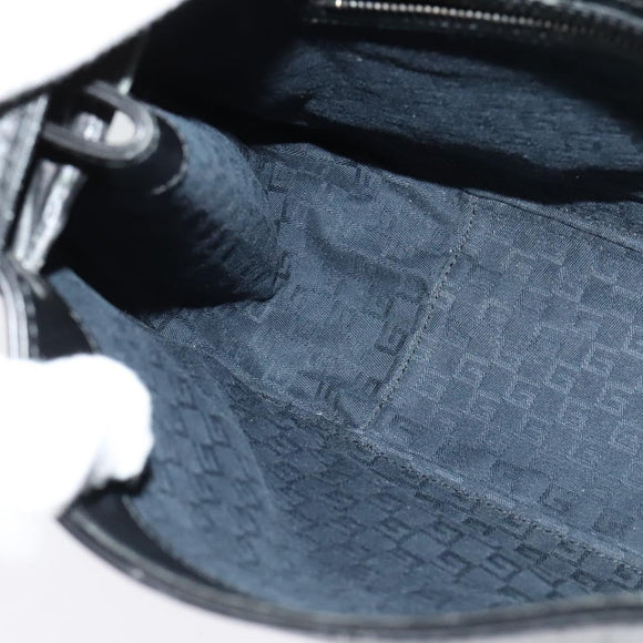 GUCCI Shoulder Bag Leather Black Silver 105375 Auth bs26842