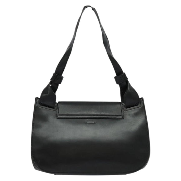 GUCCI Shoulder Bag Leather Black Silver 105375 Auth bs26842