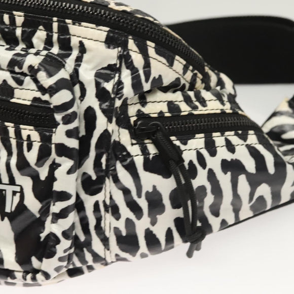 SAINT LAURENT Waist Bag Nylon Black White Auth bs26844