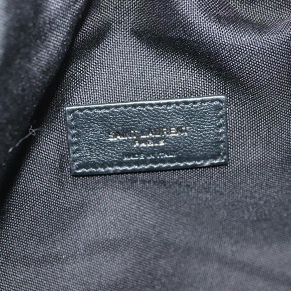 SAINT LAURENT Waist Bag Nylon Black White Auth bs26844