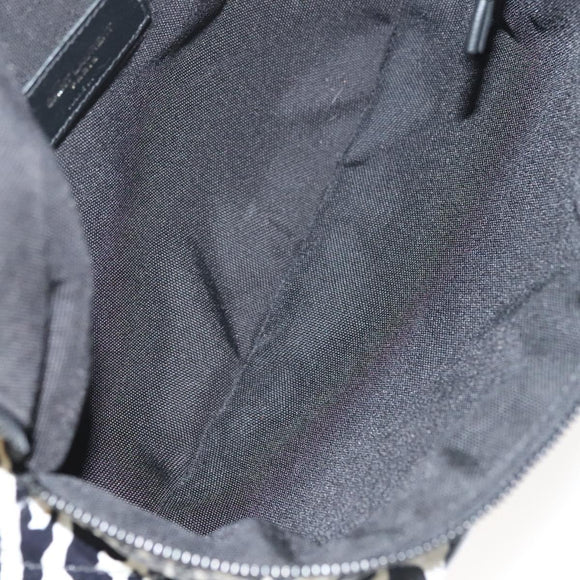 SAINT LAURENT Waist Bag Nylon Black White Auth bs26844