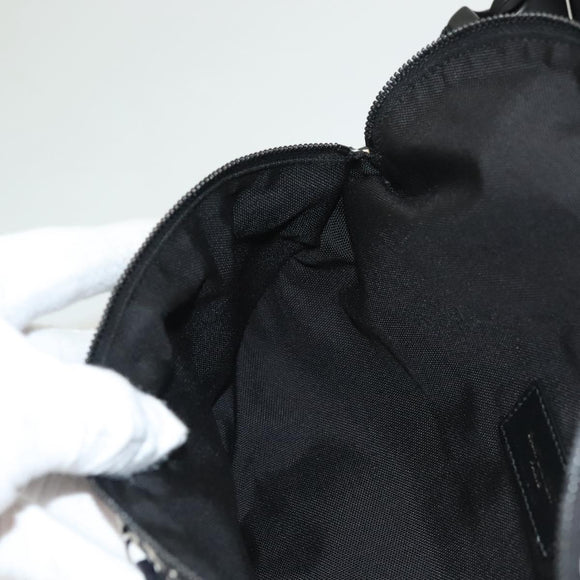 SAINT LAURENT Waist Bag Nylon Black White Auth bs26844