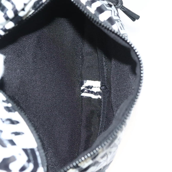 SAINT LAURENT Waist Bag Nylon Black White Auth bs26844