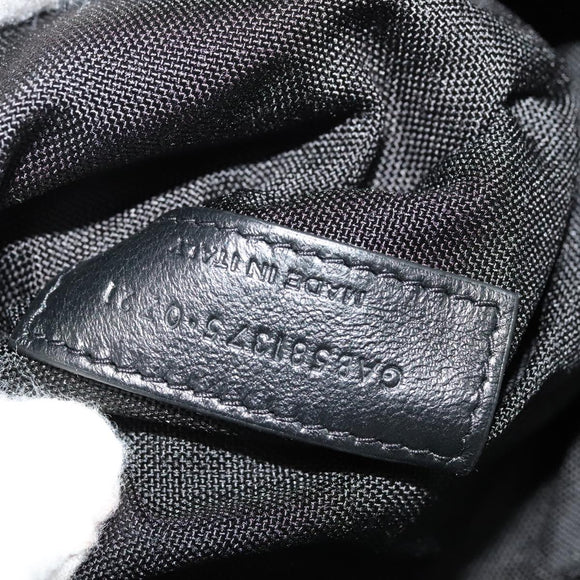 SAINT LAURENT Waist Bag Nylon Black White Auth bs26844
