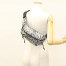 SAINT LAURENT Waist Bag Nylon Black White Auth bs26844-26