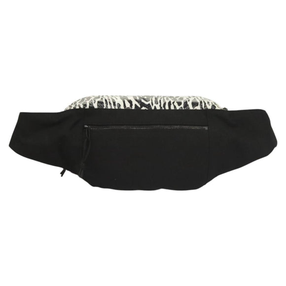 SAINT LAURENT Waist Bag Nylon Black White Auth bs26844