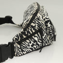 SAINT LAURENT Waist Bag Nylon Black White Auth bs26844-4