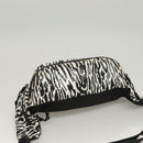 SAINT LAURENT Waist Bag Nylon Black White Auth bs26844-6