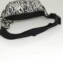 SAINT LAURENT Waist Bag Nylon Black White Auth bs26844-7