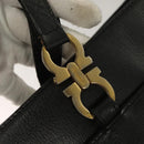 Salvatore Ferragamo Gancini Tote Bag Leather Black Gold Auth bs26846-14