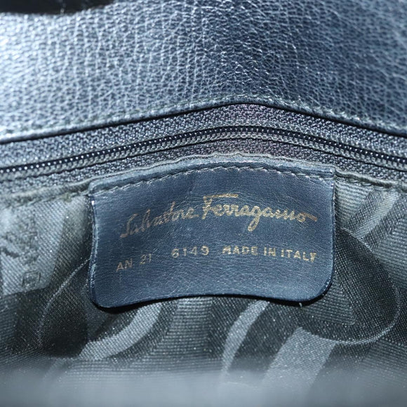 Salvatore Ferragamo Gancini Tote Bag Leather Black Gold Auth bs26846