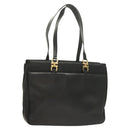 Salvatore Ferragamo Gancini Tote Bag Leather Black Gold Auth bs26846-1