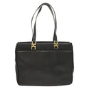 Salvatore Ferragamo Gancini Tote Bag Leather Black Gold Auth bs26846-2