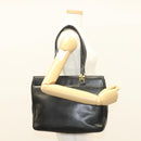 Salvatore Ferragamo Gancini Tote Bag Leather Black Gold Auth bs26846-21