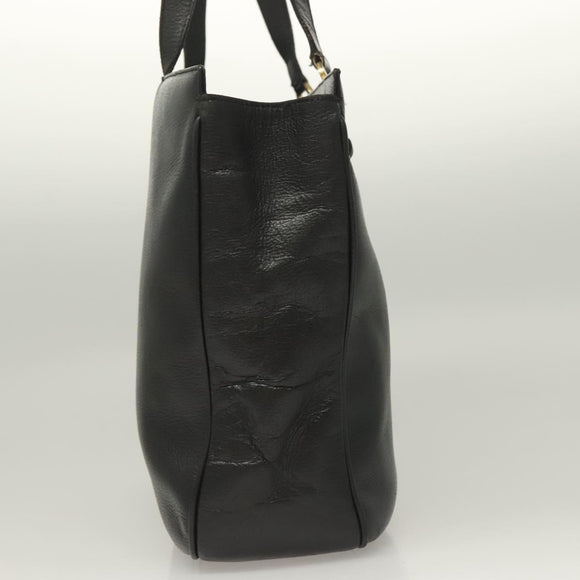 Salvatore Ferragamo Gancini Tote Bag Leather Black Gold Auth bs26846