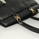 Salvatore Ferragamo Gancini Tote Bag Leather Black Gold Auth bs26846-6